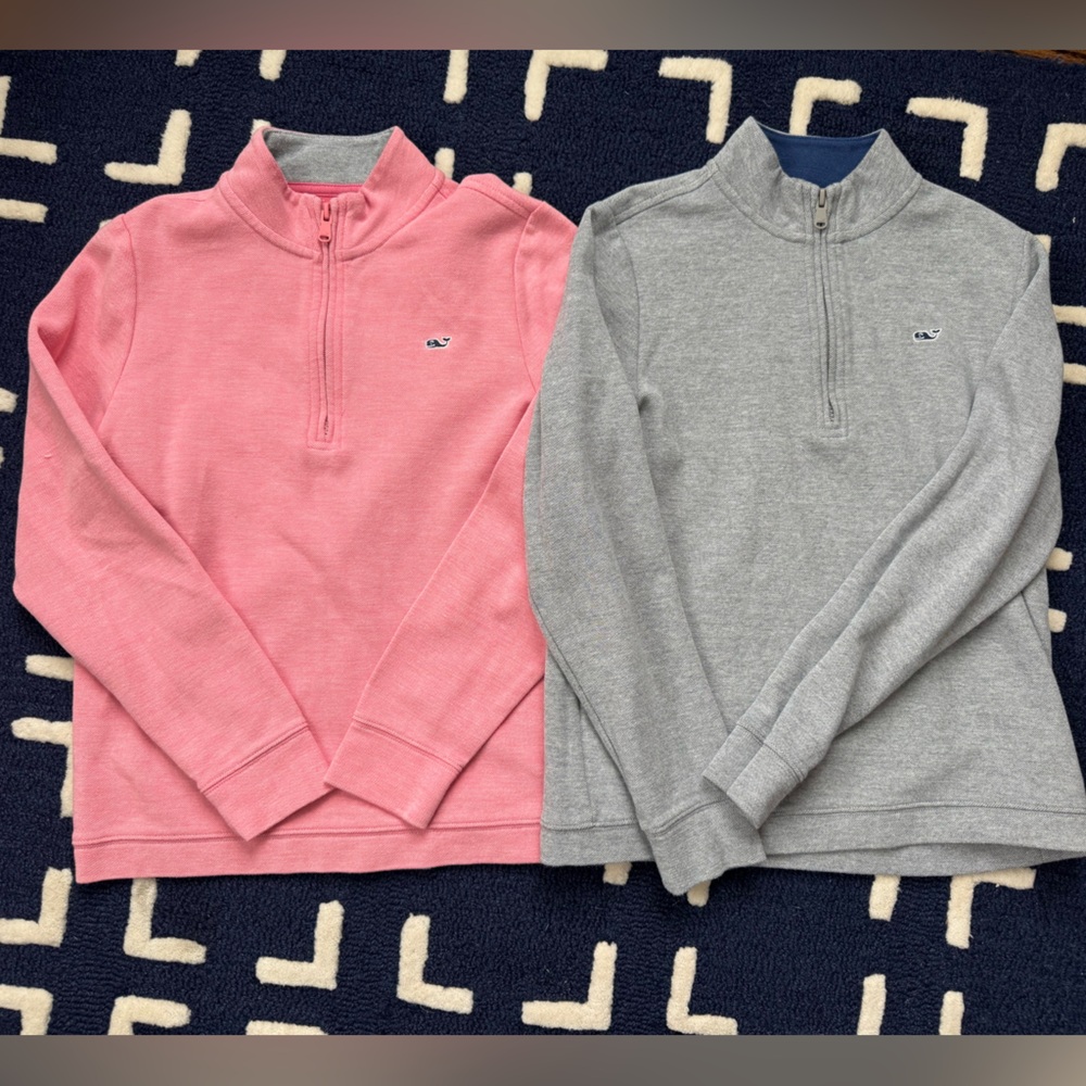 Vineyard Vines boys size Medium 12-14 zip up sweatshirts pink and gray new!